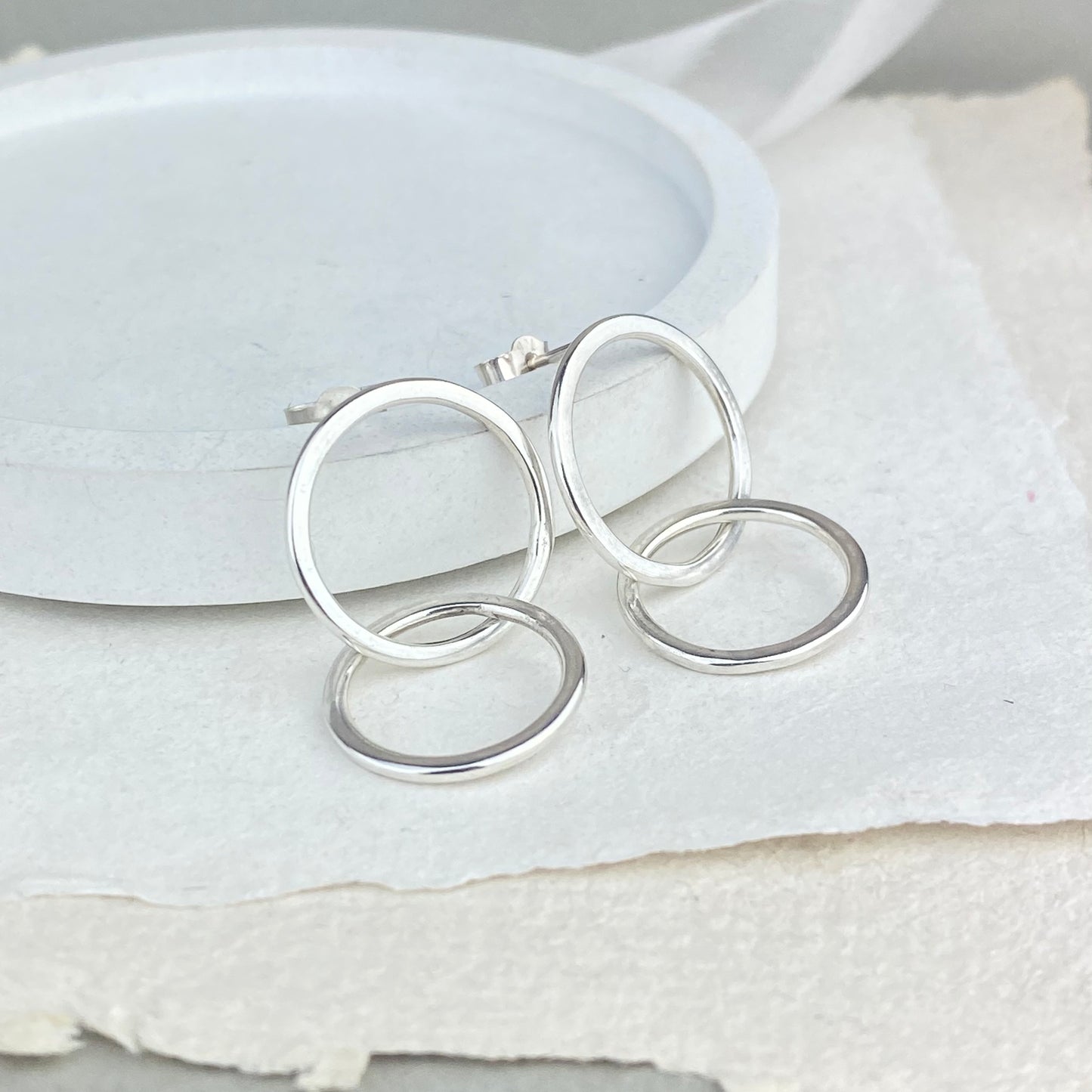 The Laurel Earrings - sterling silver interlinking double ring studs