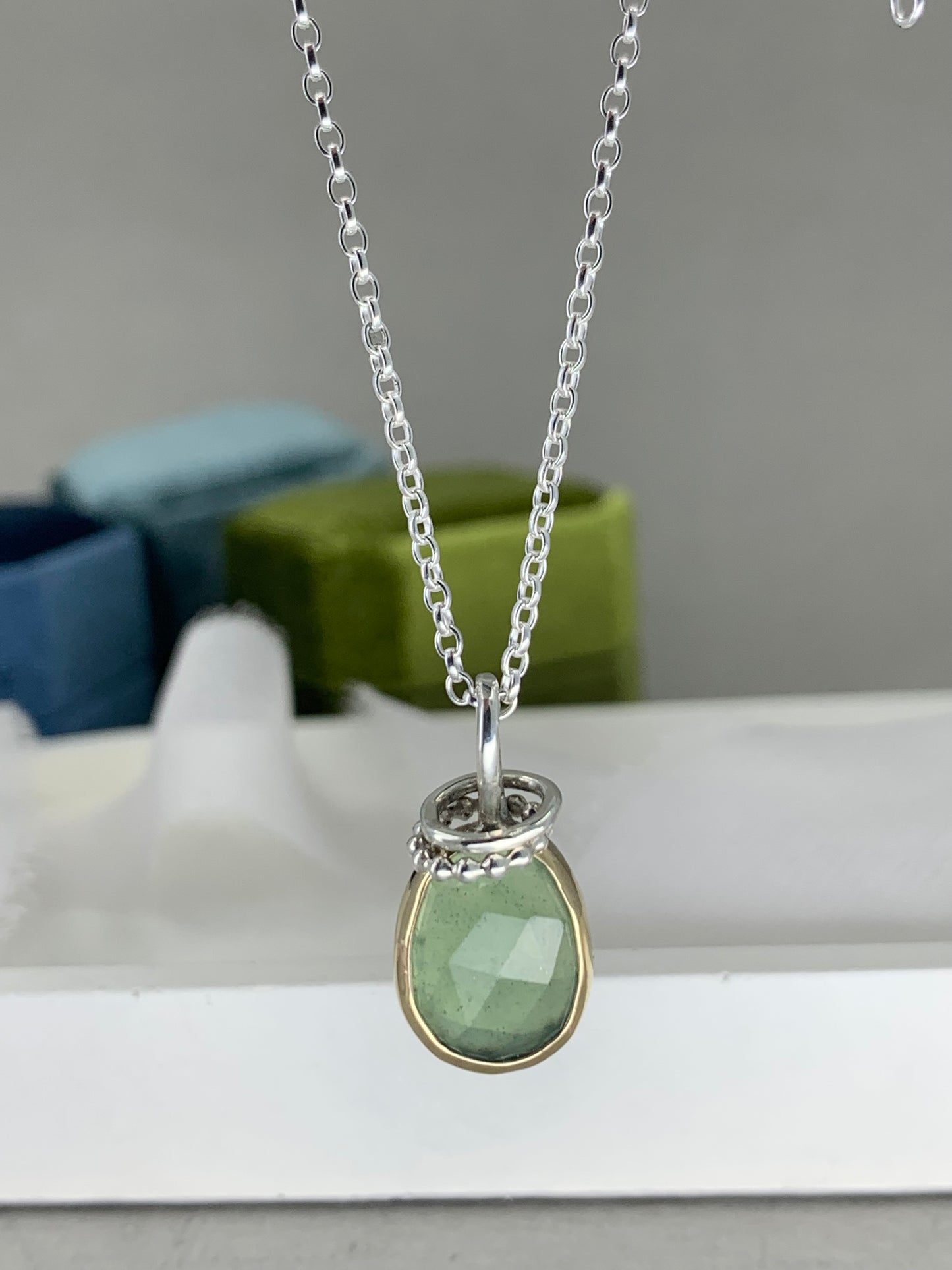 Jade Nephrite silver and 9ct pendant