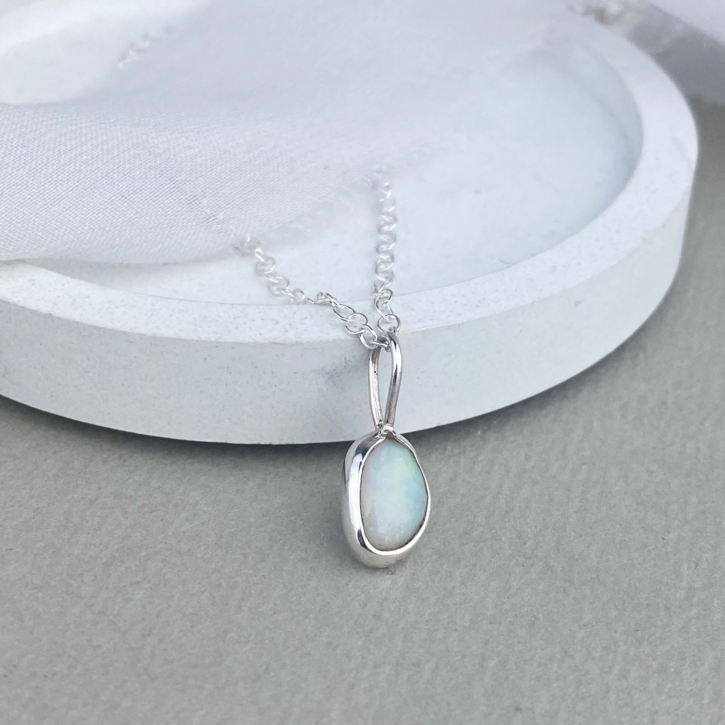 Silver and opal pendant