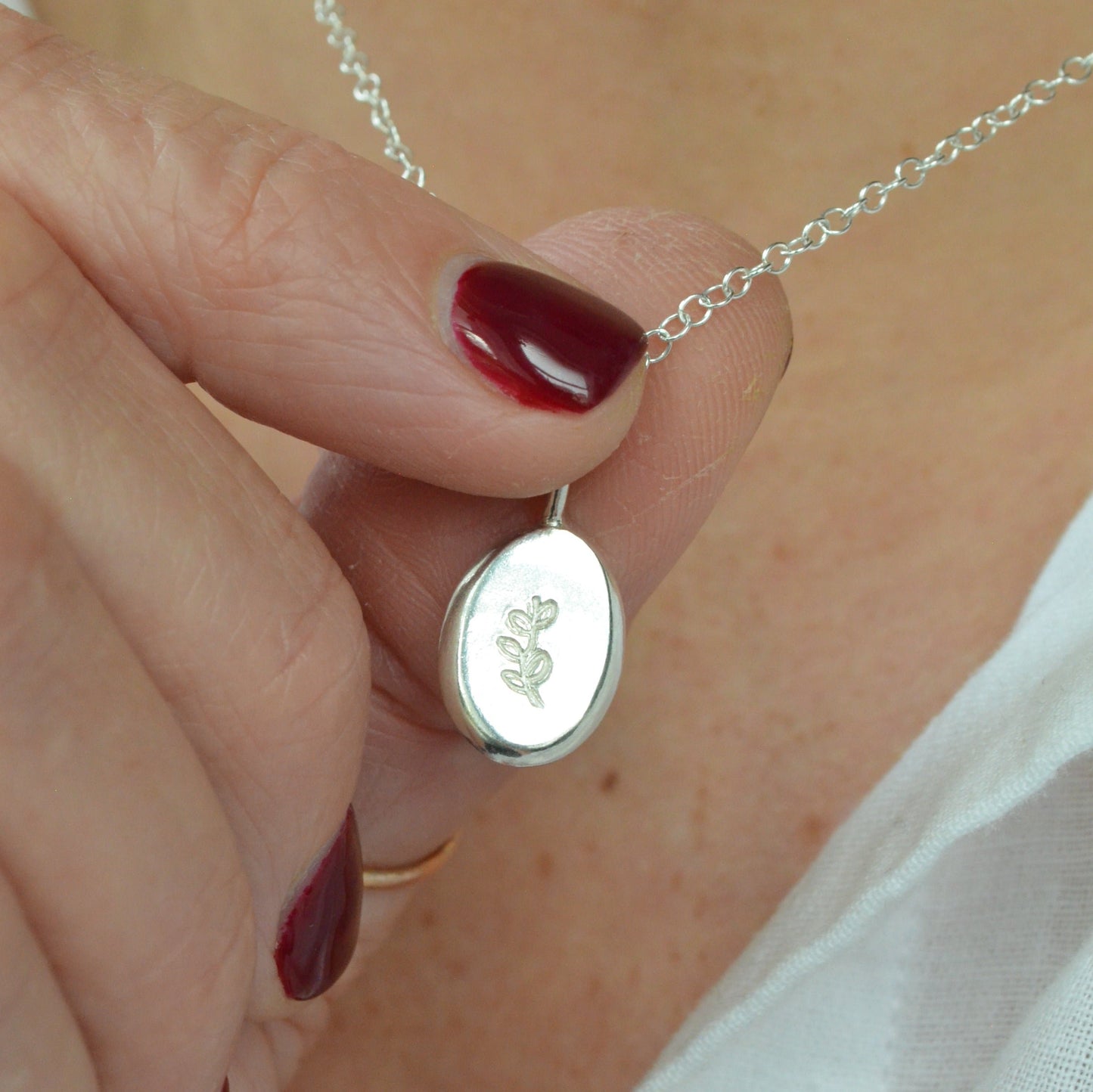 Peace silver drop necklace