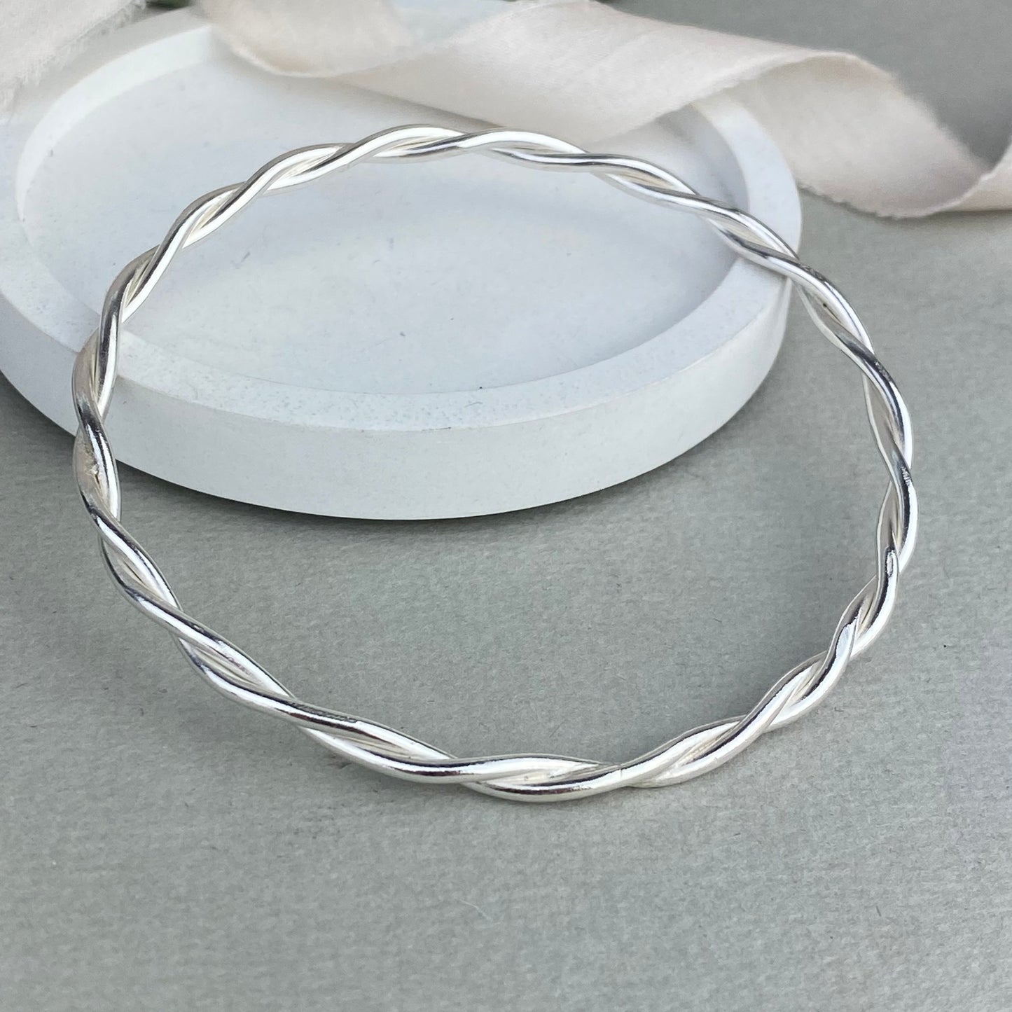 The Farthing Bangle - hand twisted sterling silver bangle