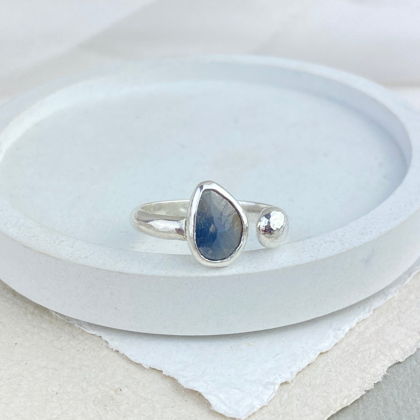 Organic Sapphire ring in silver