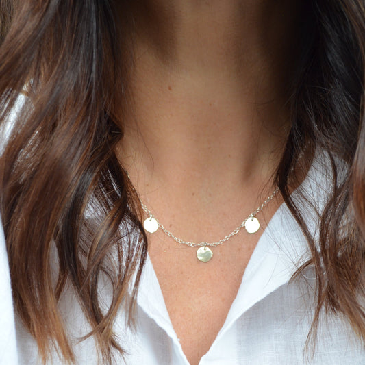 Silver necklace with gold accents