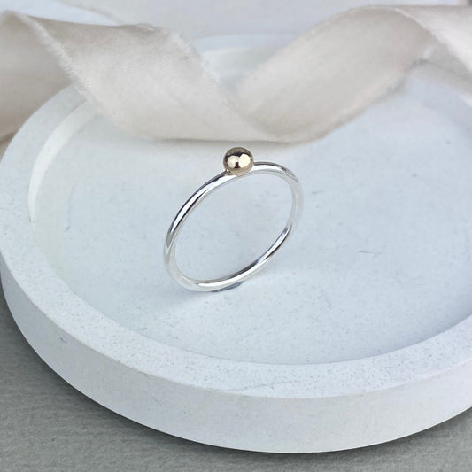 The Broad Sterling Silver and 9ct Gold Stacking Ring - yellow gold skinny stacking ring