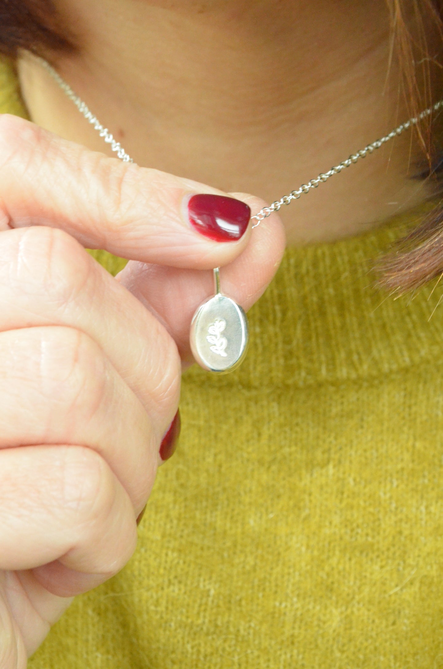 Peace silver drop necklace