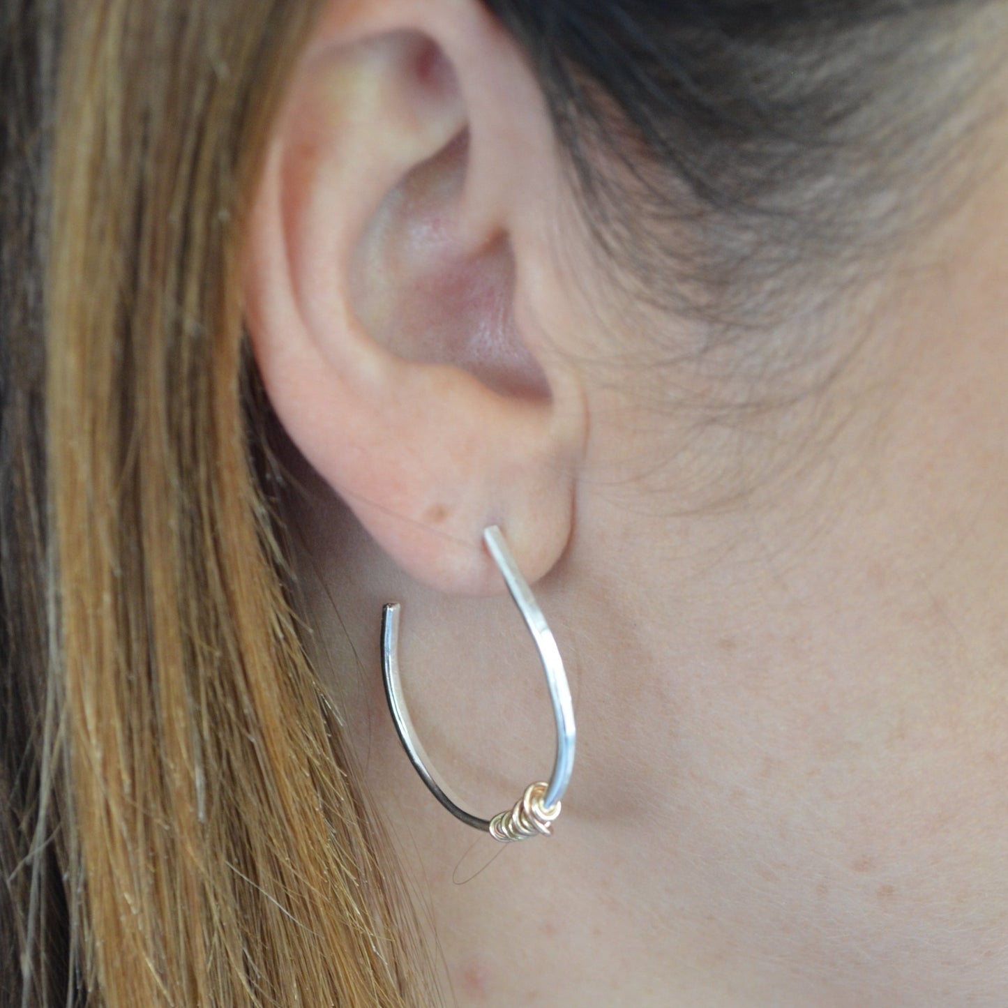 The Tanner Hoop Earrings - sterling silver hoop earrings with 12ct gold twist - mixed metal earrings