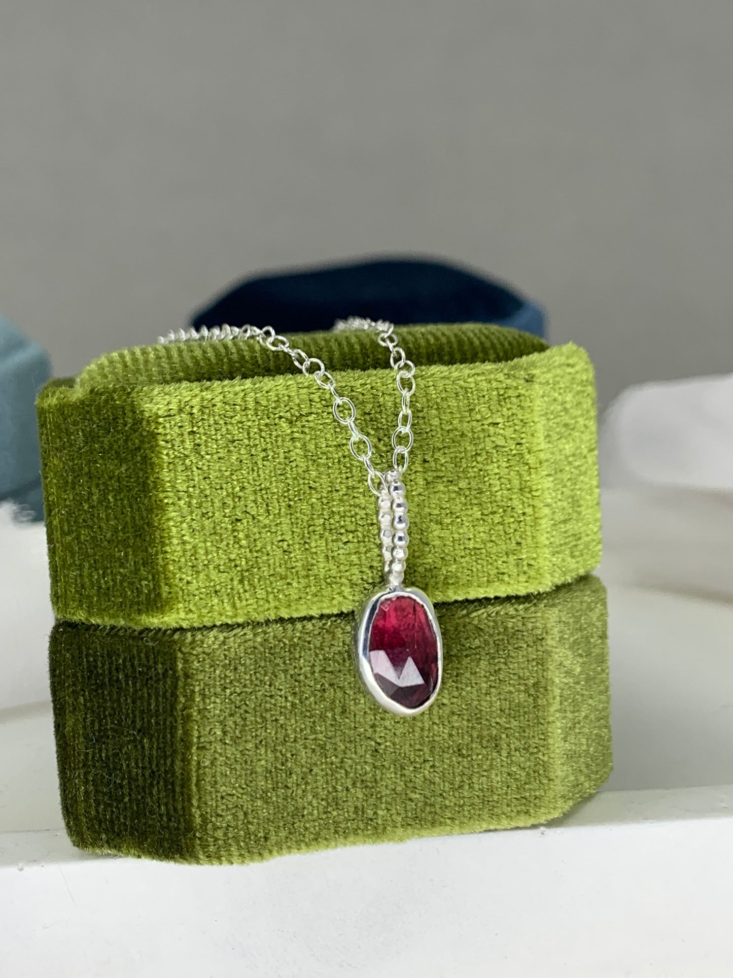 Garnet sterling silver pendant