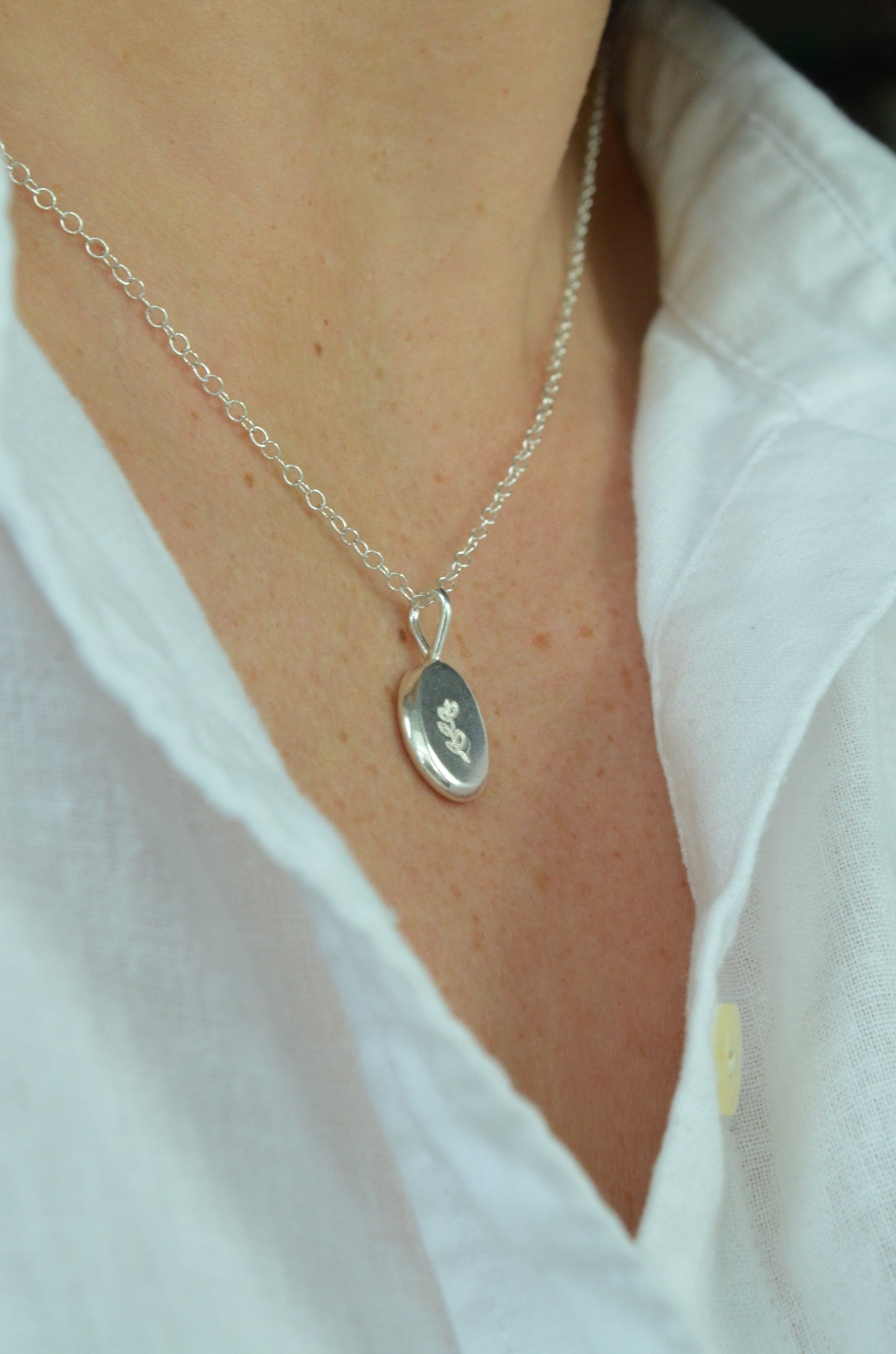 Peace silver drop necklace