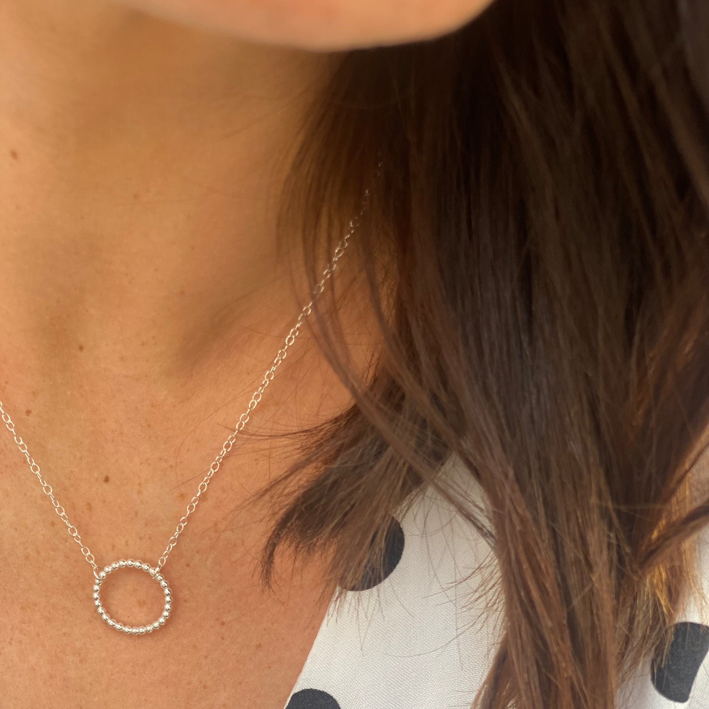 The Halo Helm Beaded Necklace - Sterling silver or 12ct gold filled beaded hoop pendant.