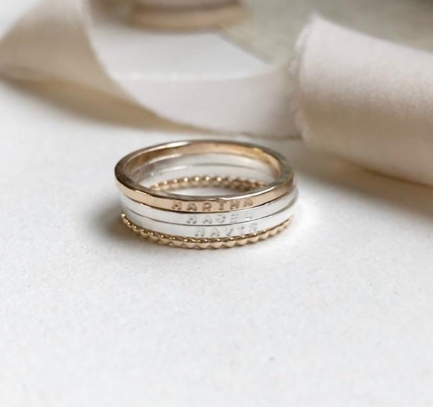 The Carolus Personalised Stacking Ring - sterling silver or 12ct gold personalised skinny stacking ring