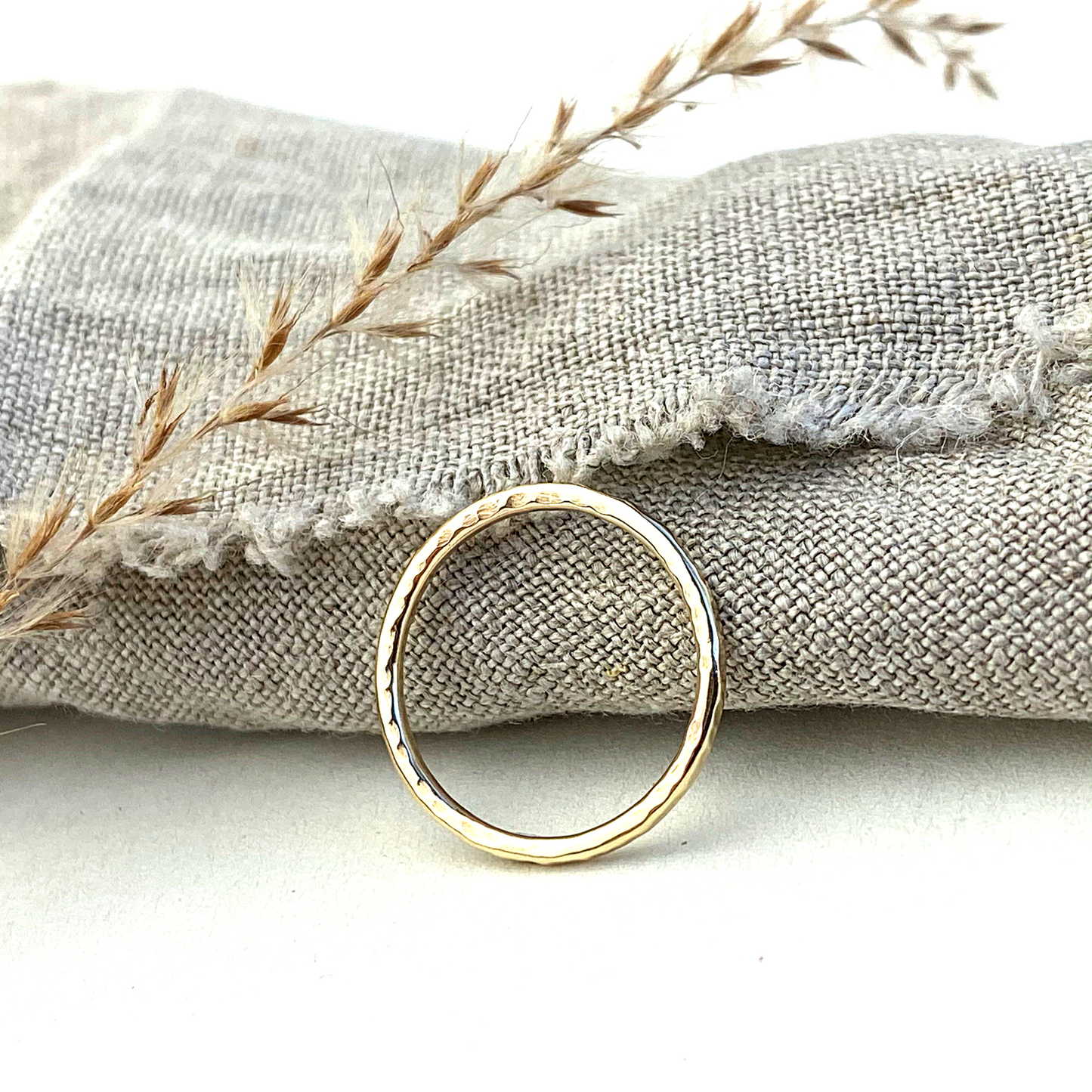 The Spur Hammered 9ct gold Stacking Ring - 9ct yellow gold skinny textured stacking ring