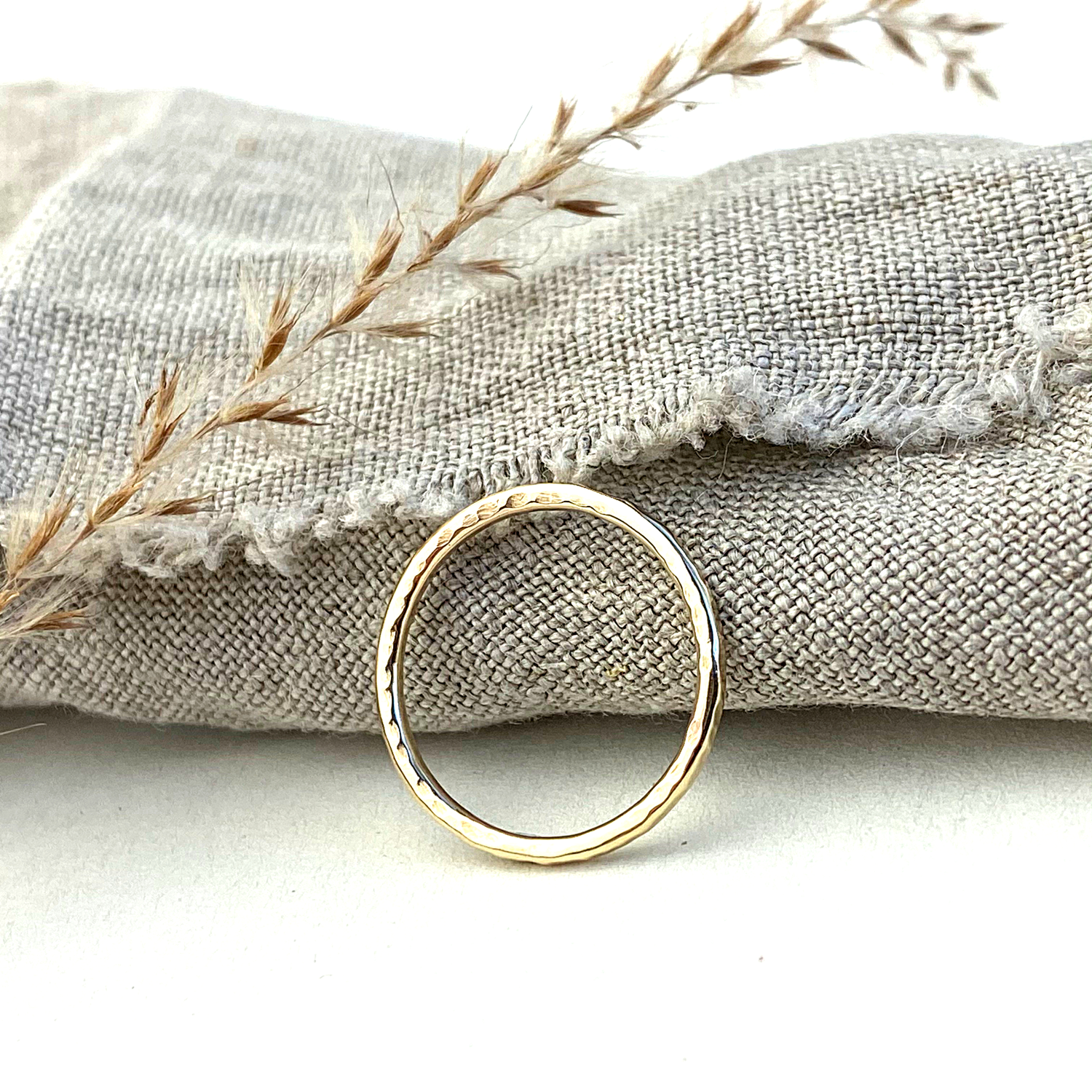 The Spur Hammered 9ct gold Stacking Ring - 9ct yellow gold skinny textured stacking ring