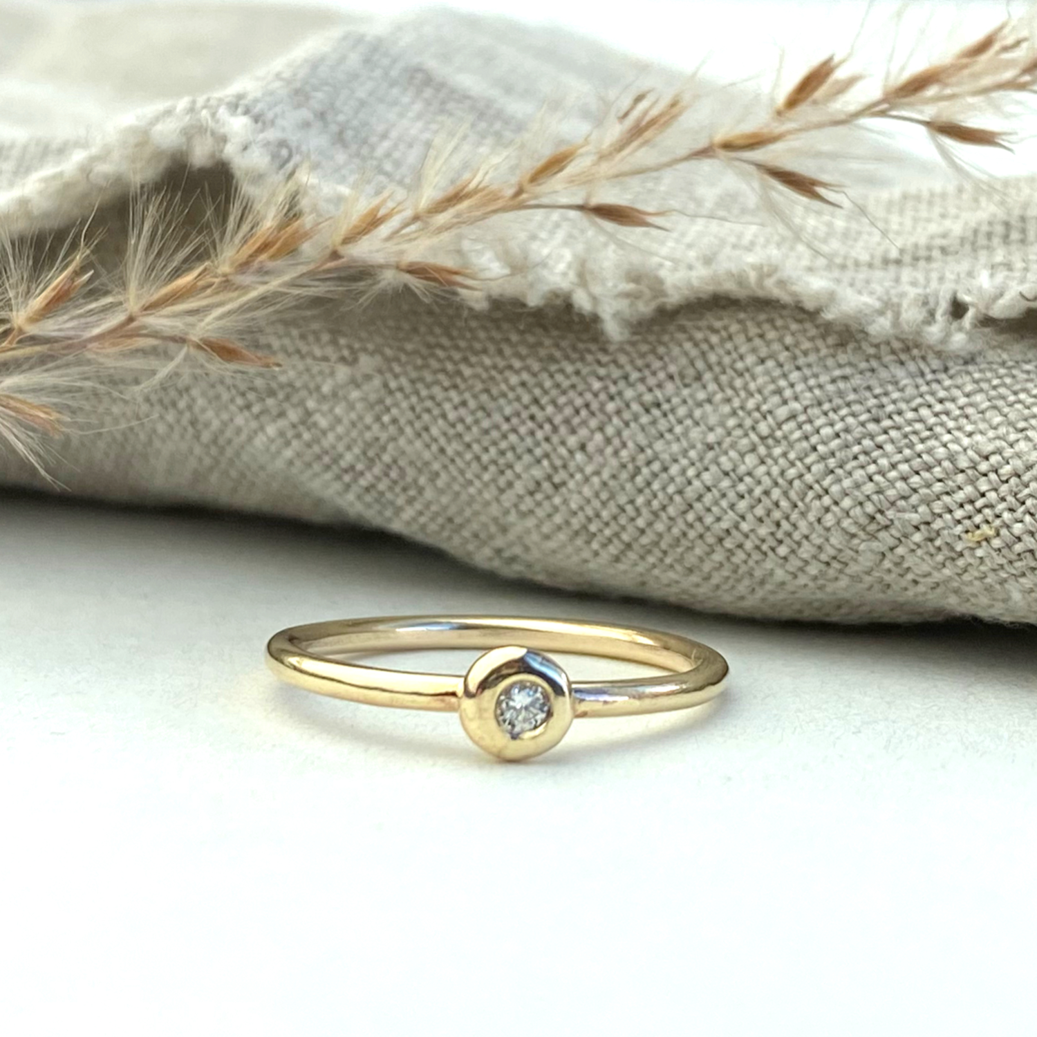 The Sovereign 9ct Gold and Diamond Ring - yellow gold skinny stacking ring
