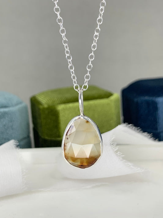 Montana agate sterling silver pendant