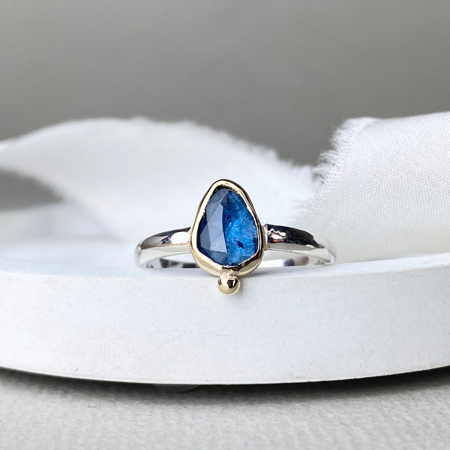 Bespoke Teal Sapphire Ring set in Gold or Silver