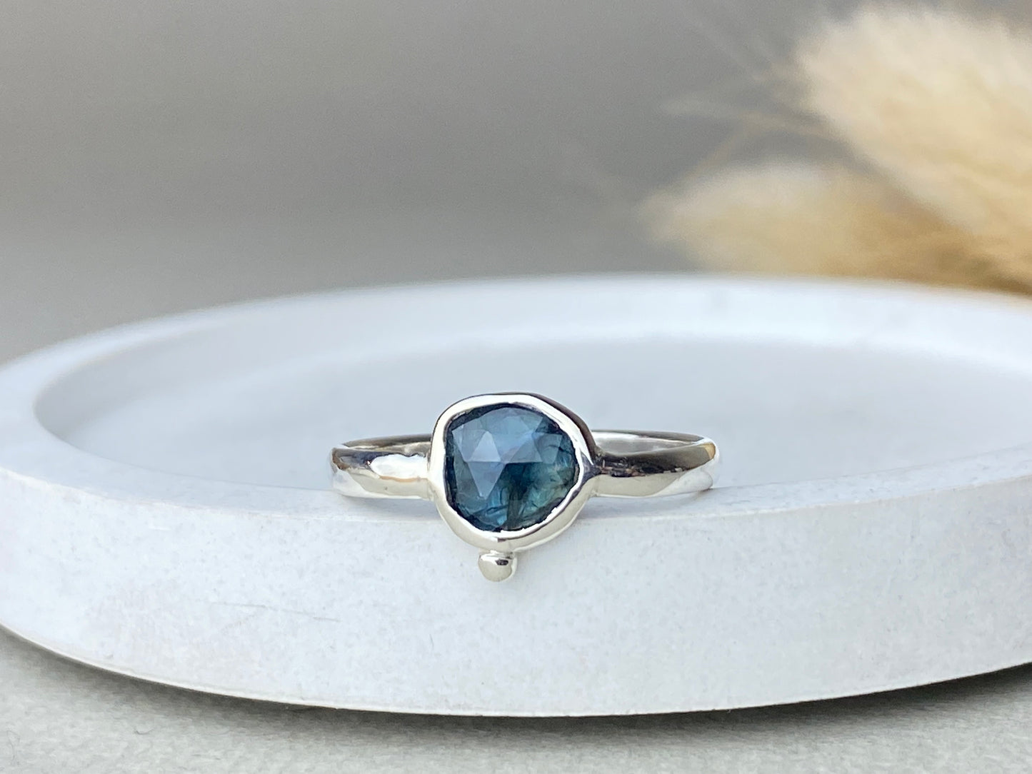 Bespoke Teal Sapphire Ring set in Gold or Silver