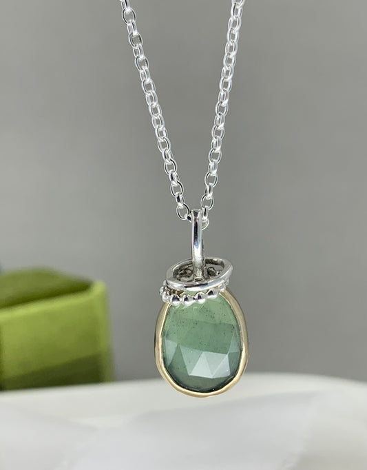 Jade Nephrite silver and 9ct pendant
