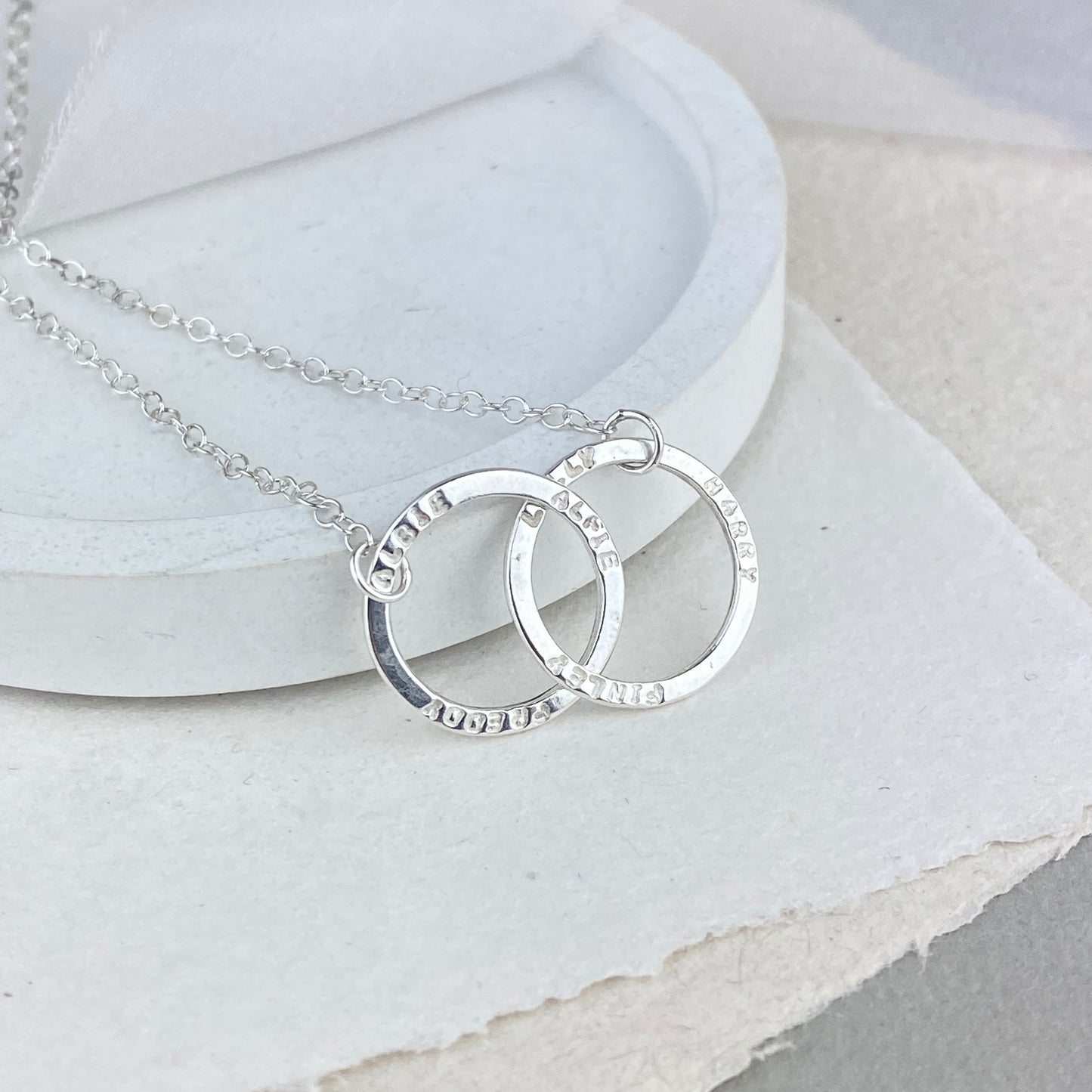 The Laurel Personalised Necklace - personalised interlinking hoops - hand stamped monogram and name necklace gift