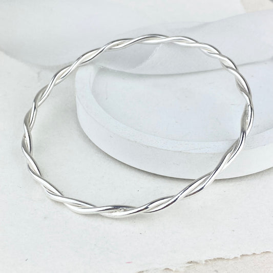 The Farthing Bangle - hand twisted sterling silver bangle