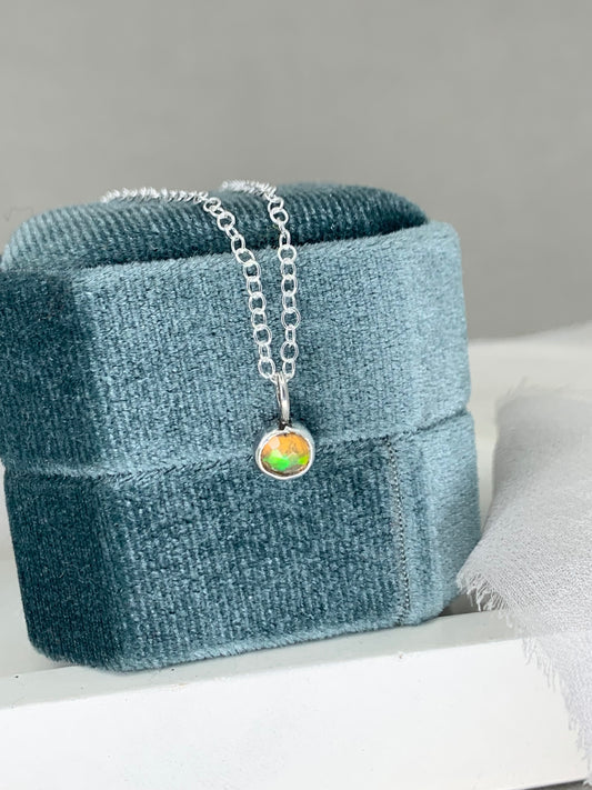 Opal dot sterling silver pendant