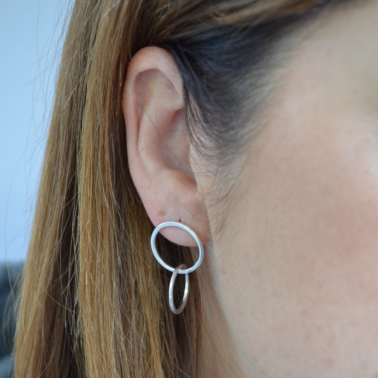 The Laurel Earrings - sterling silver interlinking double ring studs