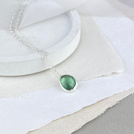 Silver and green tourmaline pendant