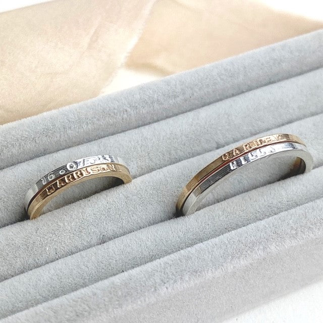 The Carolus Personalised Stacking Ring - sterling silver or 12ct gold personalised skinny stacking ring