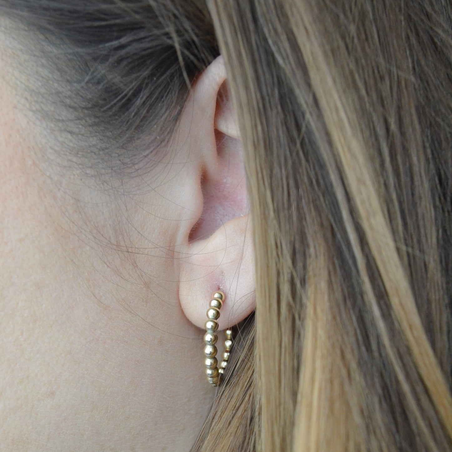 The Crown Beaded Hoop Earrings - 12ct gold beaded hoop earrings - gold ball hoop studs