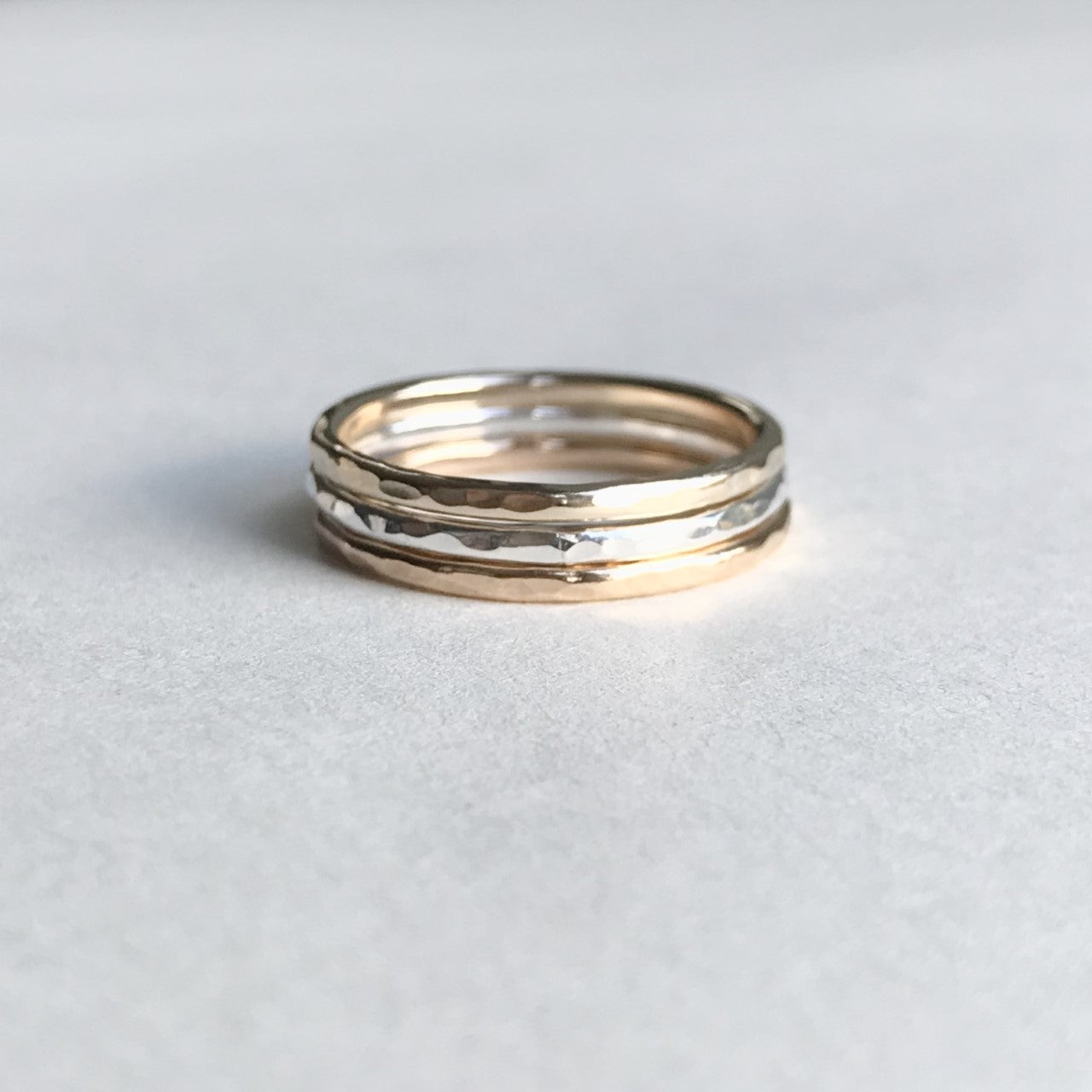 The Florin Hammered Stacking Ring - sterling silver, 12ct rose gold or 12ct yellow gold skinny textured stacking ring