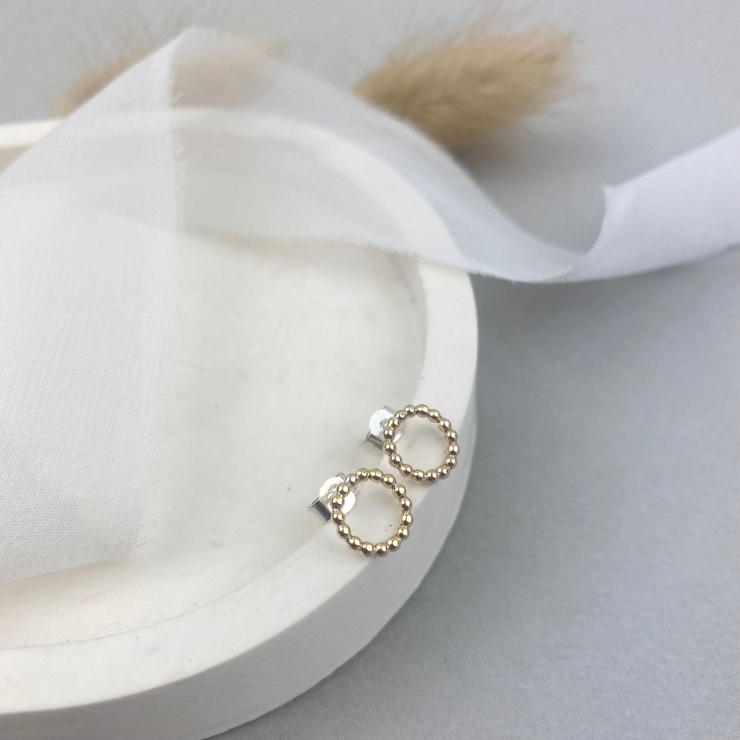 The Crown Halo Beaded Hoop Earrings - Sterling silver or Gold