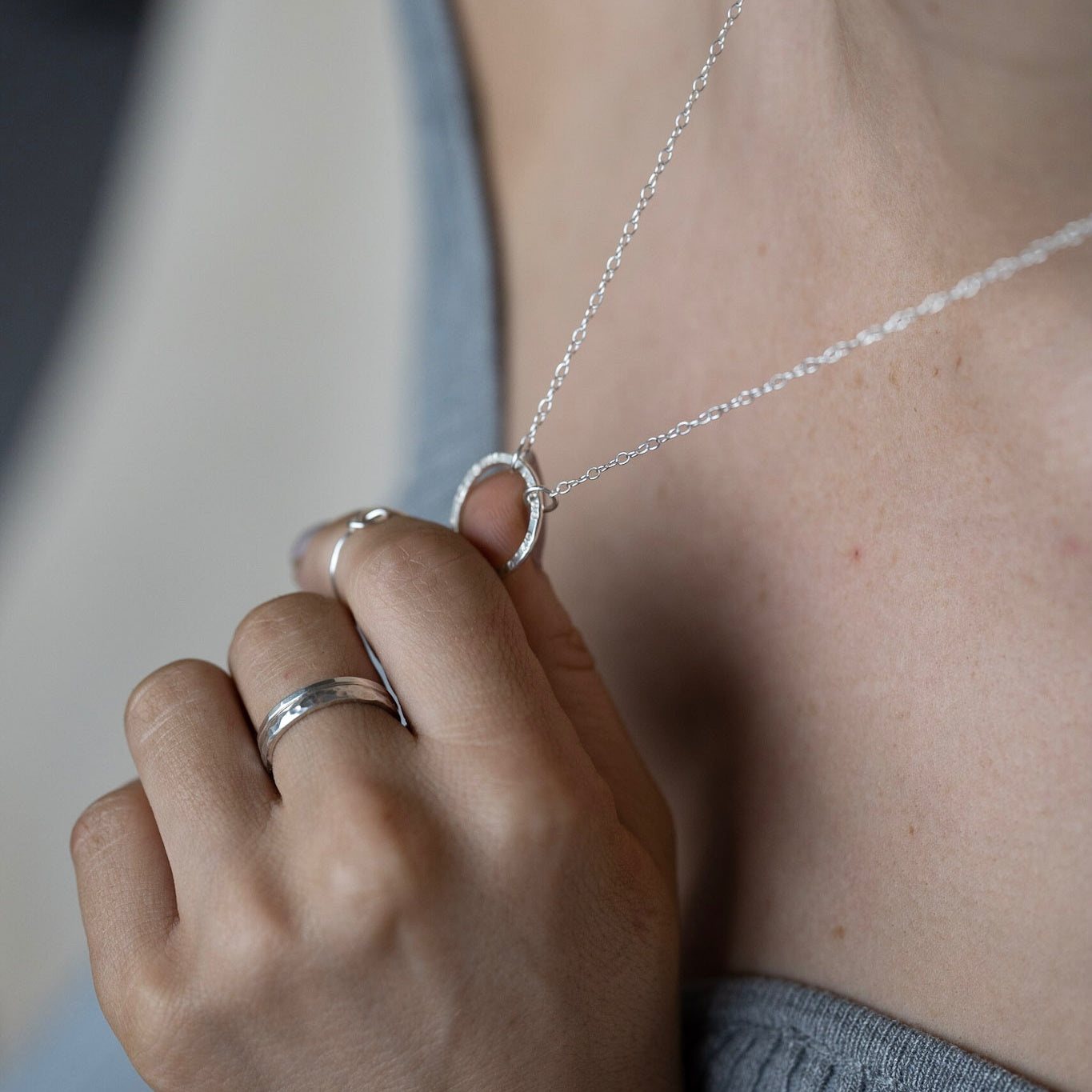 The Mite Personalised Stacking Ring - sterling silver personalised textured skinny stacking ring - hand stamped monogram and name jewellery