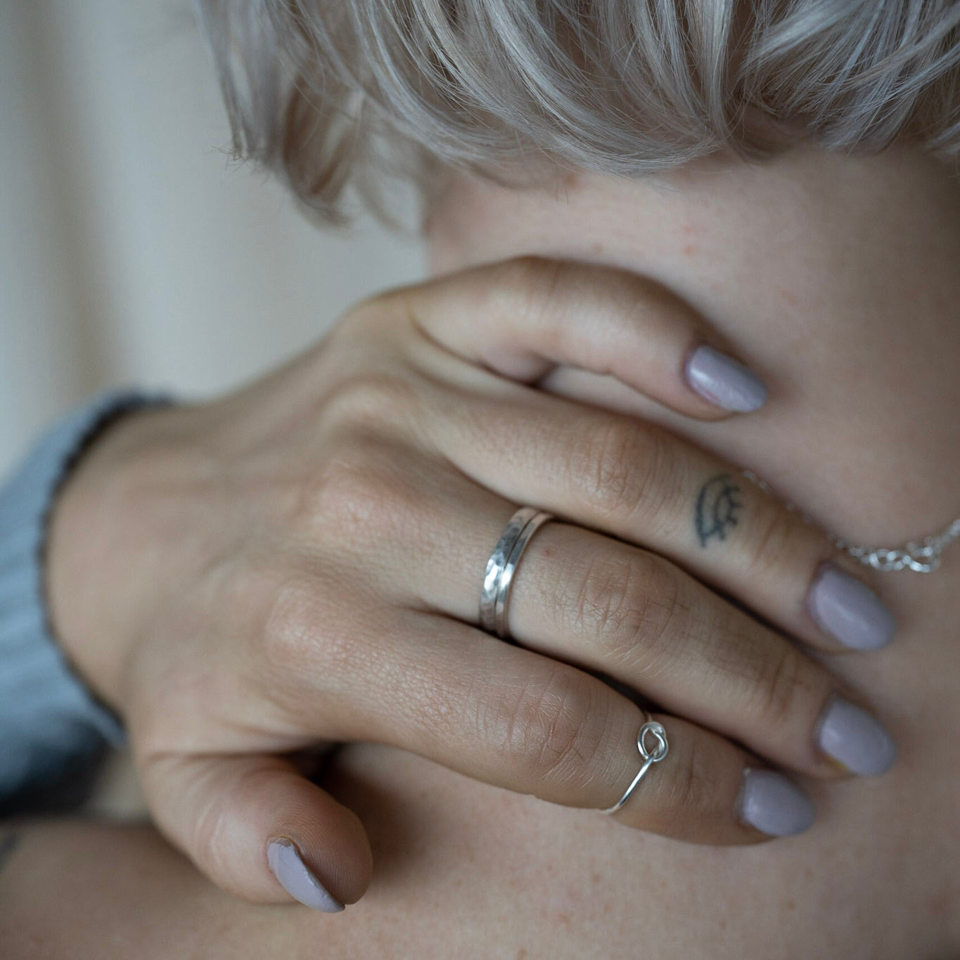 The Florin Hammered Stacking Ring - sterling silver, 12ct rose gold or 12ct yellow gold skinny textured stacking ring