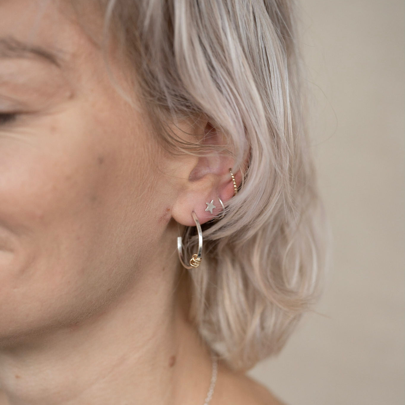 The Crown Ear Cuffs - sterling silver, rose gold or yellow gold no piercing beaded ear cuffs