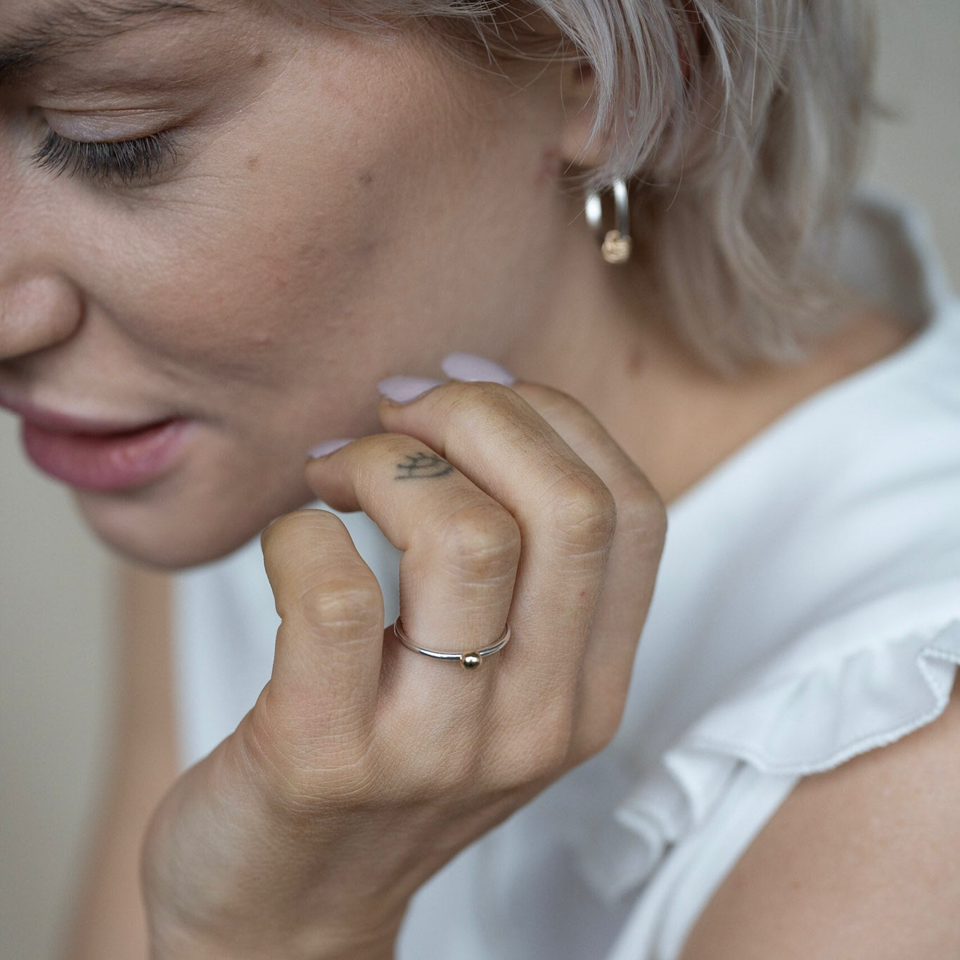 The Broad Sterling Silver and 9ct Gold Stacking Ring - yellow gold skinny stacking ring