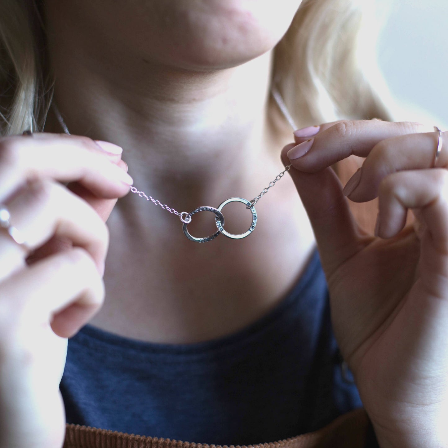 The Laurel Personalised Necklace - personalised interlinking hoops - hand stamped monogram and name necklace gift