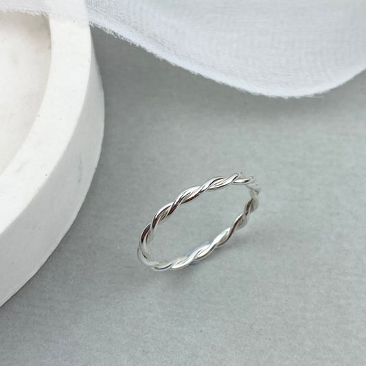 The Farthing Stacking Ring - stackable hand twisted sterling silver ring