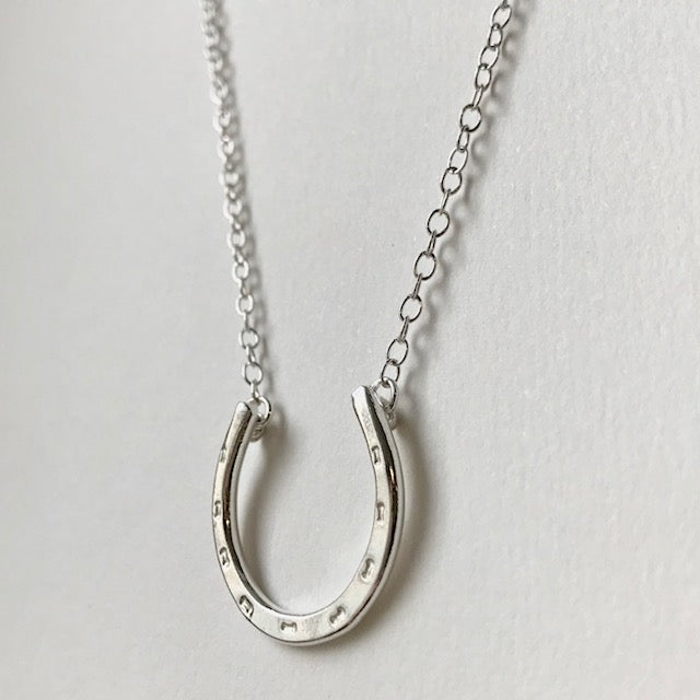 The Titan Horseshoe Necklace - sterling silver personalised horseshoe pendant - hand stamped monogram and name necklace
