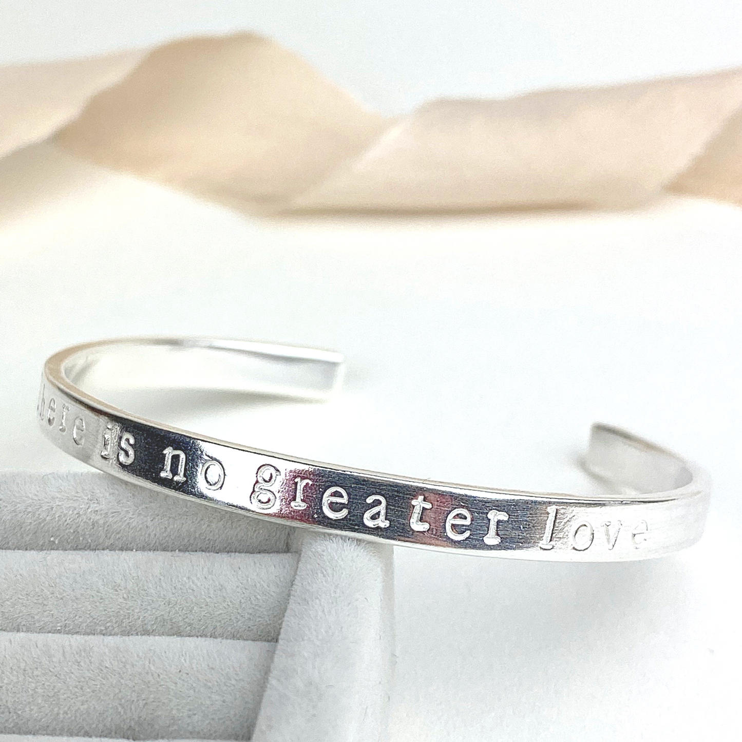 The Winn Personalised Cuff Bangle - sterling silver personalised bracelet - hand stamped secret message cuff bangle