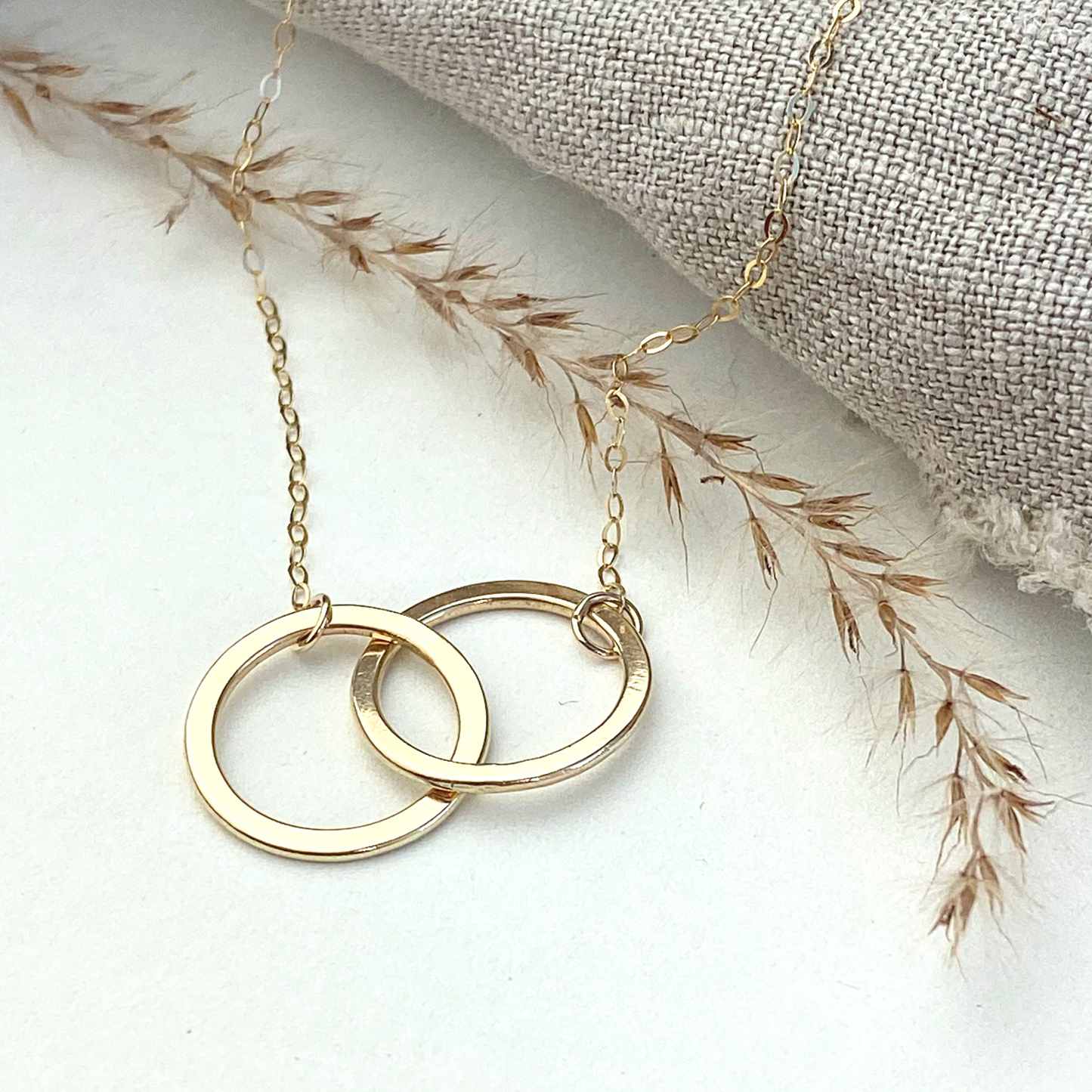 The 9ct Gold Laurel Personalised Necklace - gold personalised interlinking hoops