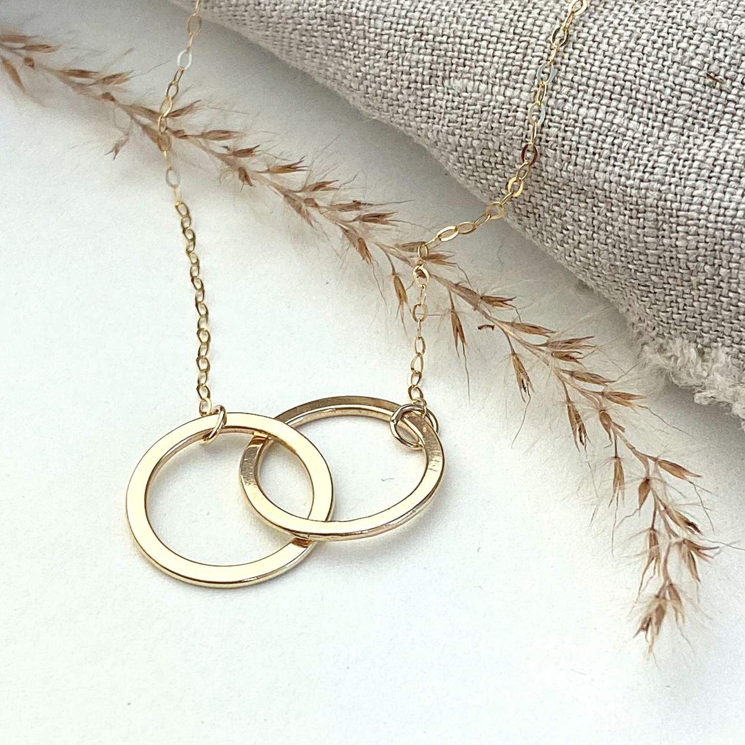 The 9ct Gold Laurel Personalised Necklace - gold personalised interlinking hoops