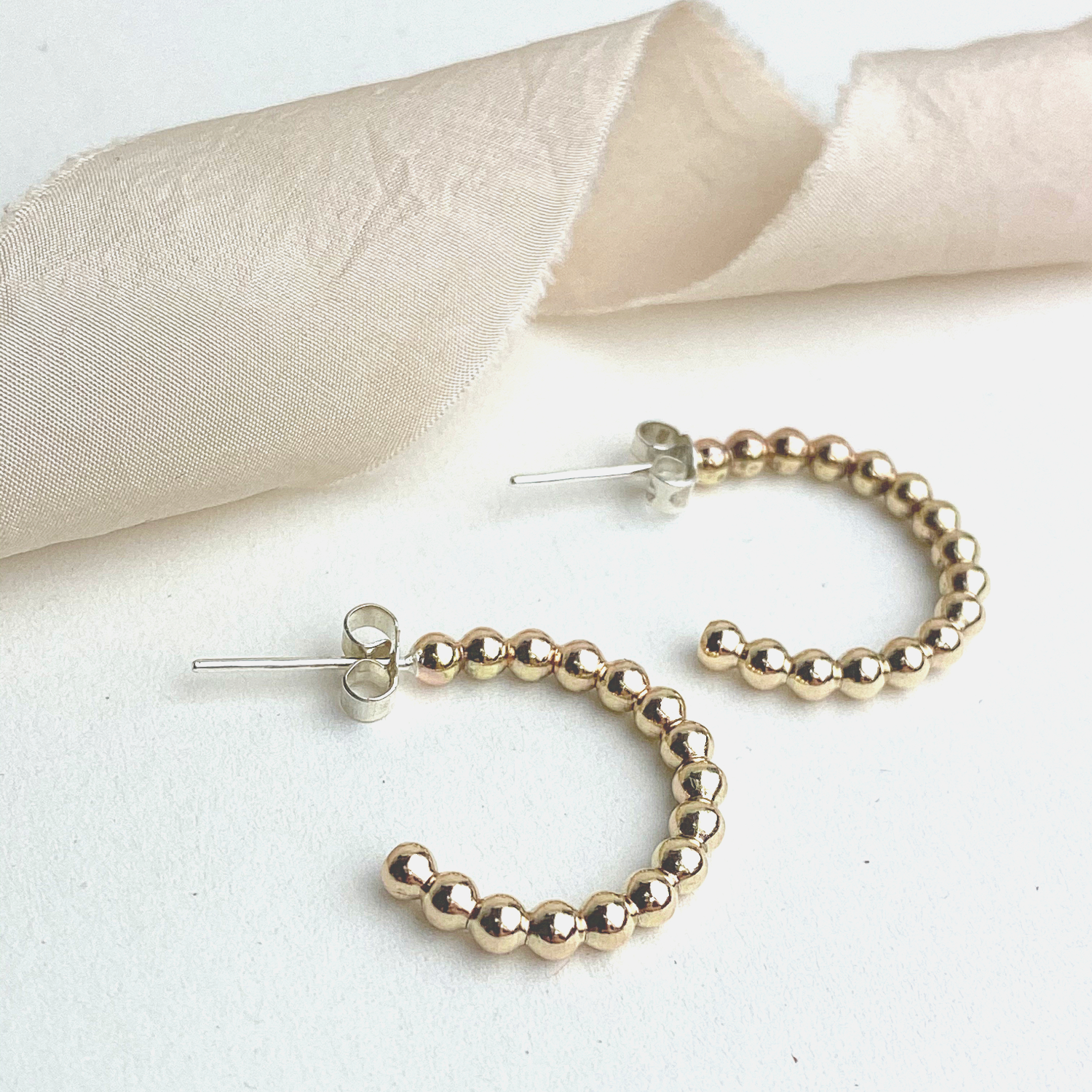 The Crown Beaded Hoop Earrings - 12ct gold beaded hoop earrings