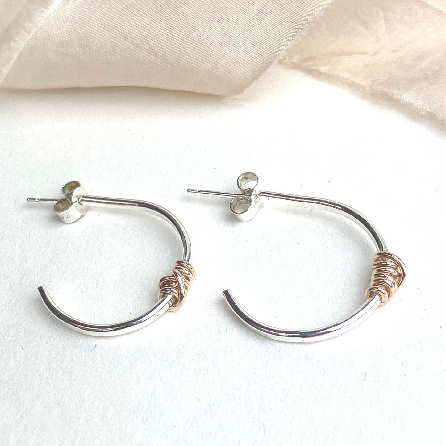 The Tanner Hoop Earrings - sterling silver hoop earrings with 12ct gold twist - mixed metal earrings