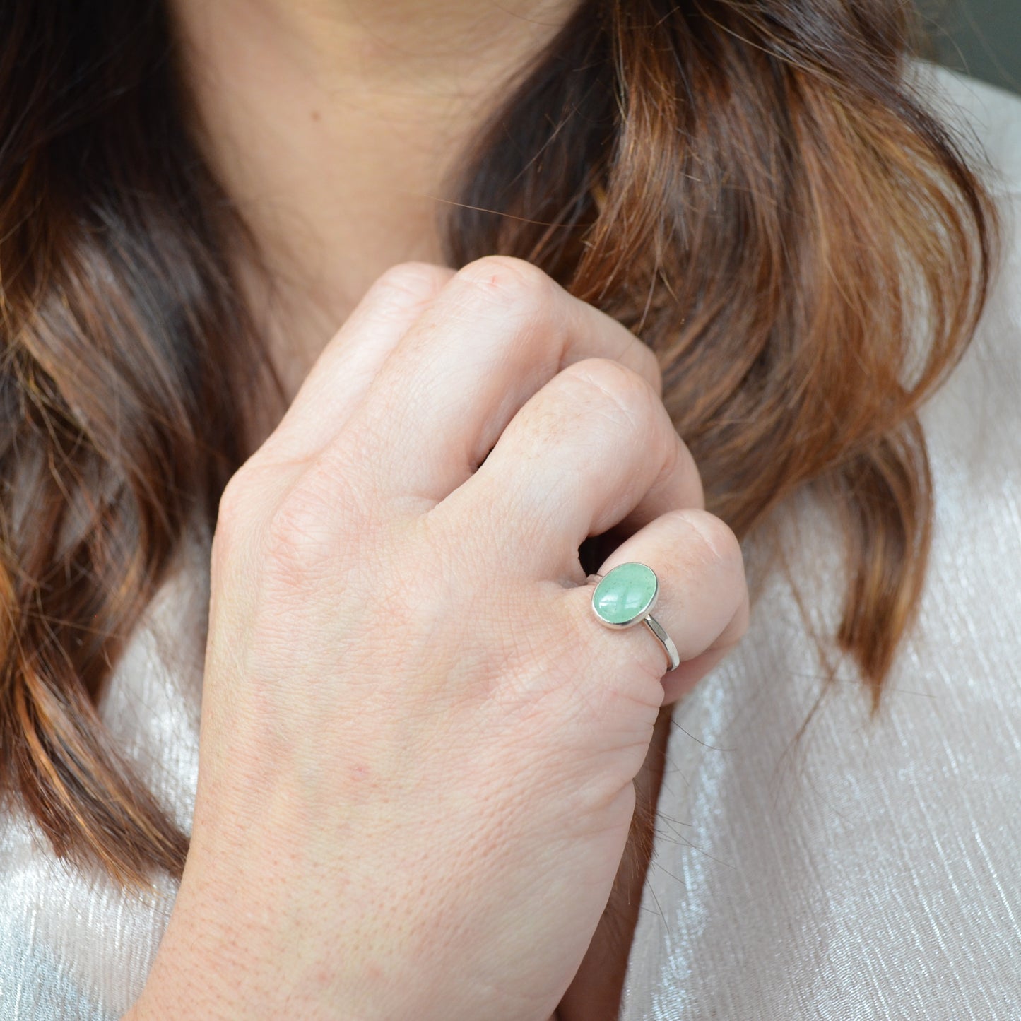 The Ha'Penny Ring. Green Aventurine stone set statement ring