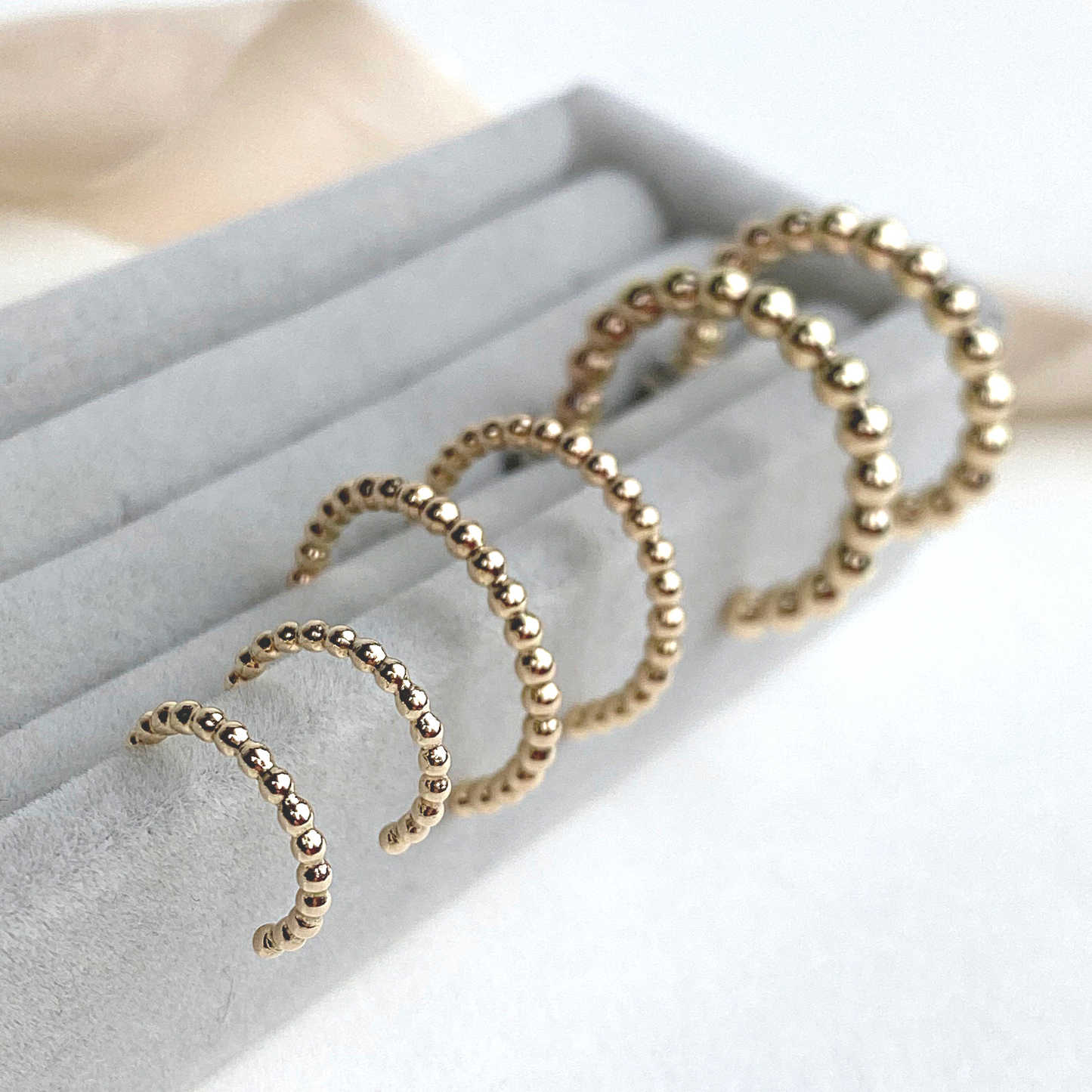 The Crown Beaded Hoop Earrings - 12ct gold beaded hoop earrings