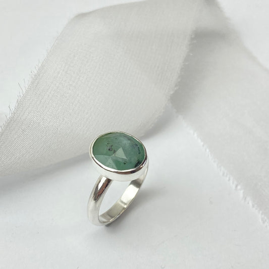 Sterling Silver Statement Emerald Ring