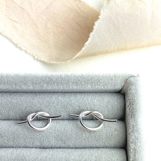 The Meg Knot Earrings - sterling silver studs - wedding and bridesmaid gifts - hand tied knot earrings