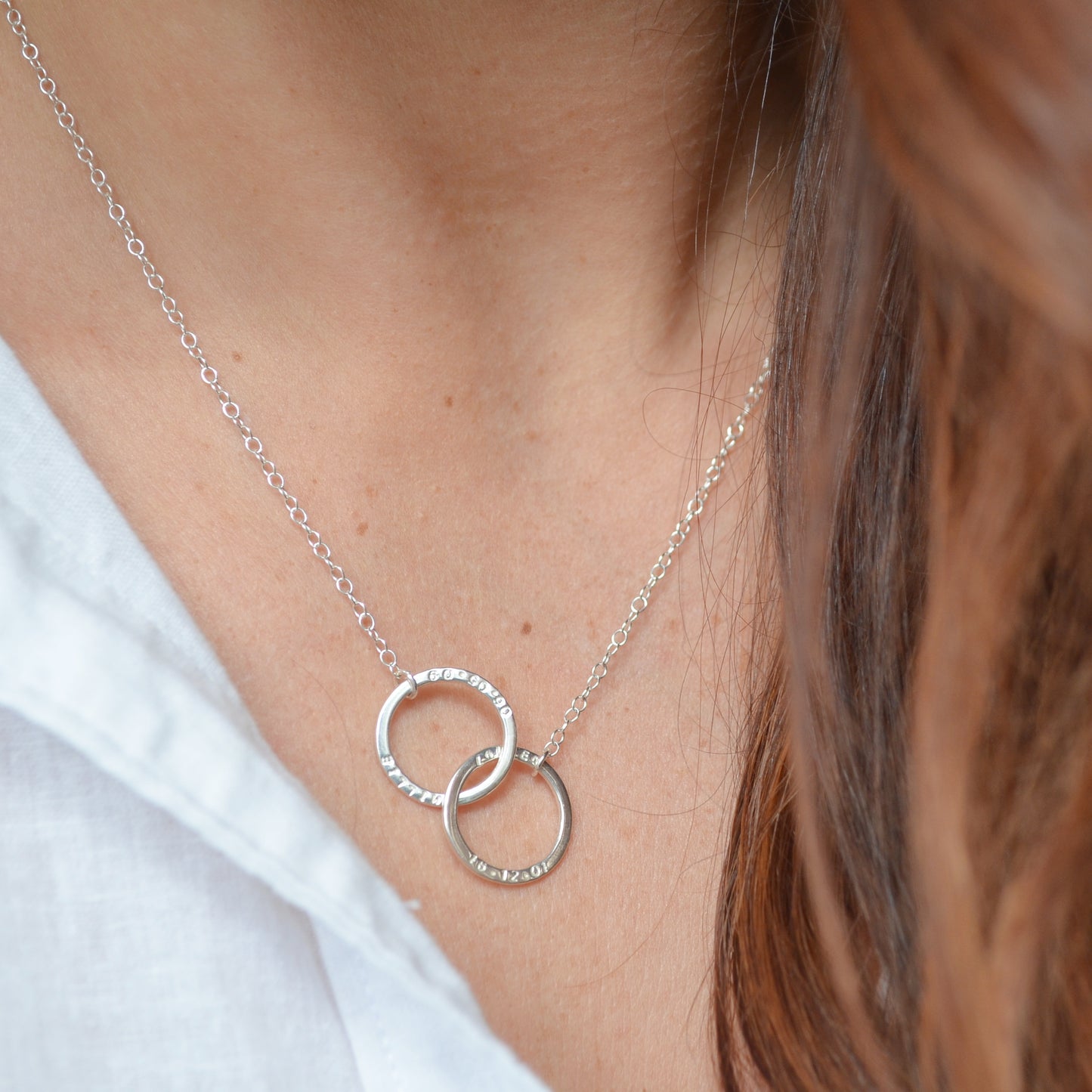 The Laurel Personalised Necklace - personalised interlinking hoops - hand stamped monogram and name necklace gift