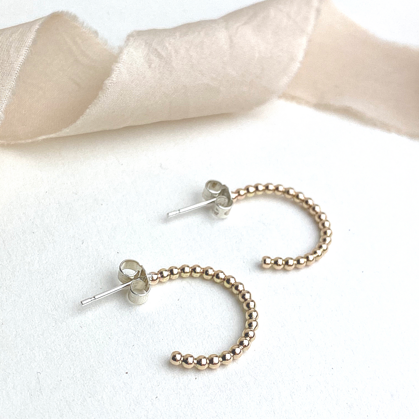The Crown Beaded Hoop Earrings - 12ct gold beaded hoop earrings