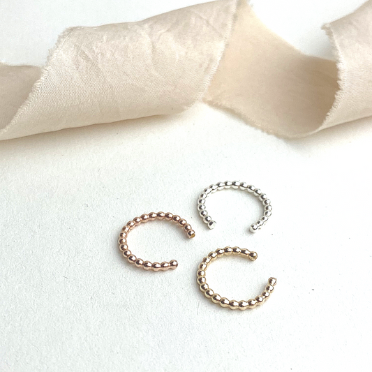 The Crown Ear Cuffs - sterling silver, rose gold or yellow gold no piercing beaded ear cuffs