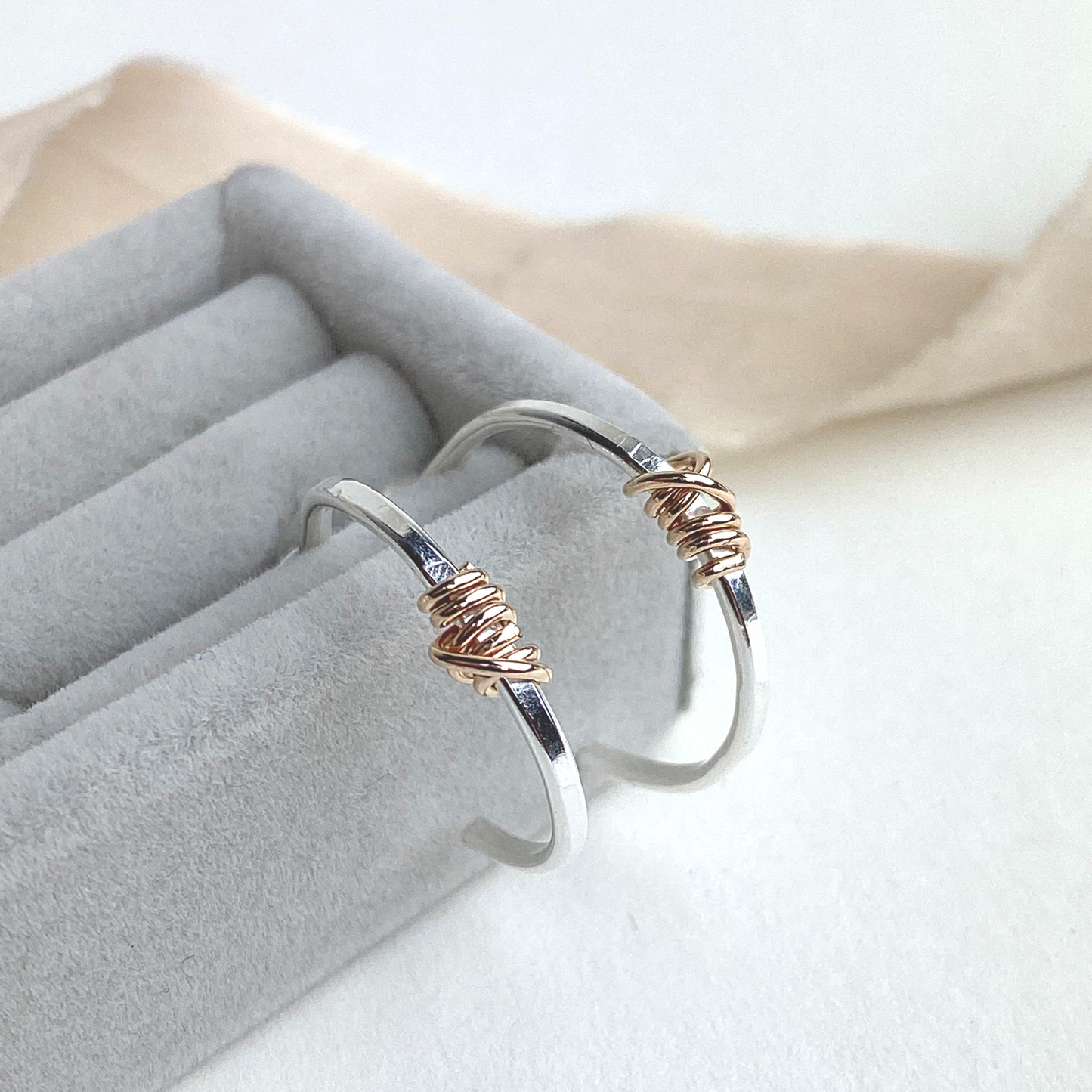 The Tanner Hoop Earrings - sterling silver hoop earrings with 12ct gold twist - mixed metal earrings